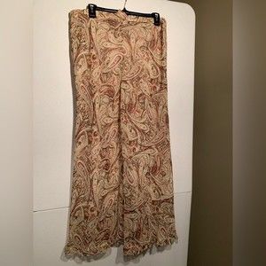 Selene Sport Paisely Long Skirt. Women. Large. Red Plum Green Cream. Ruffle